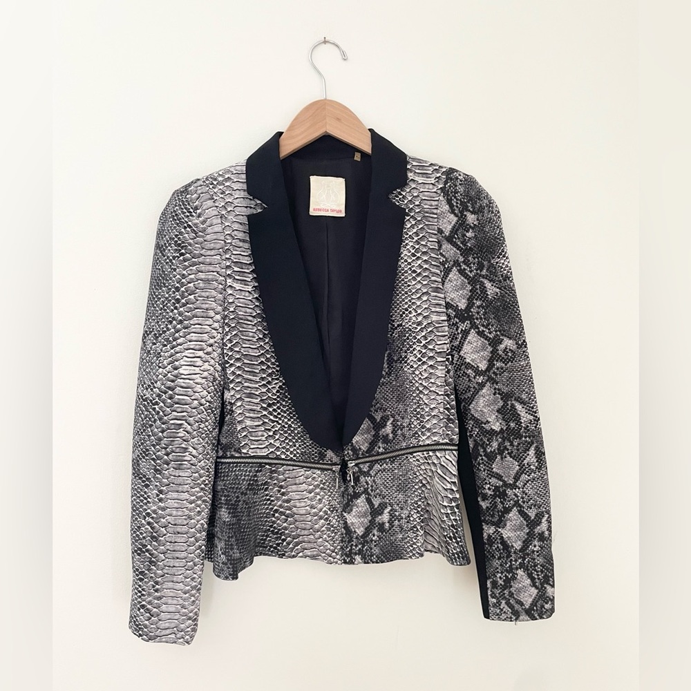 REBECCA TAYLOR silk reptile print peplum blazer 4